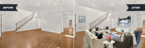 Before and after look at virtually staged foyer