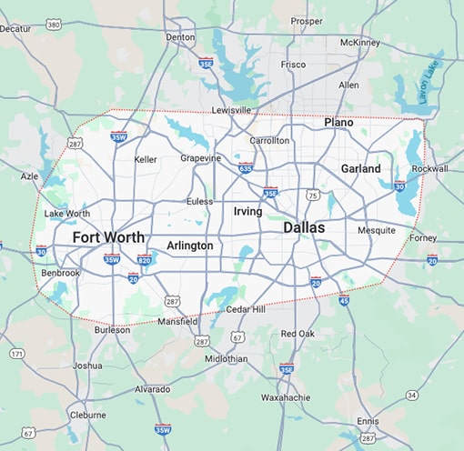 Real Estate Photography Dallas Coverage Map